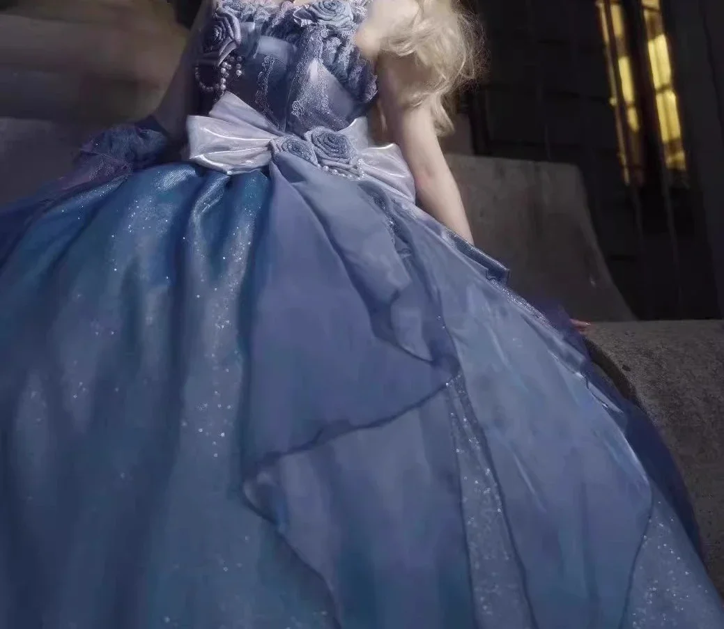 Shumeng Princess Lolita Long Dress Blue 4