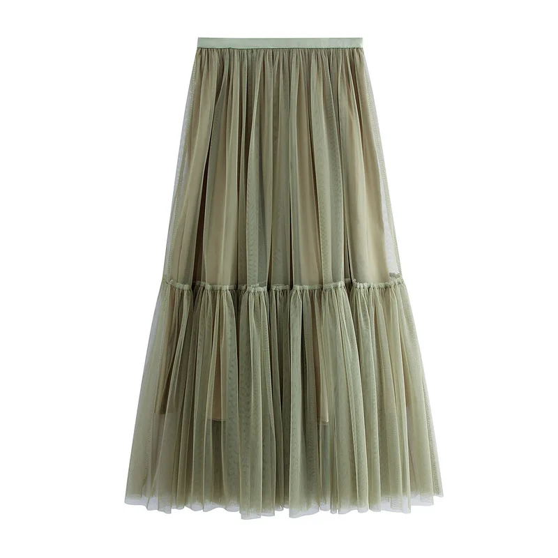 Sheer Mesh Skirt  A-Line Solid  Ladies Clothes Spring Summer Casual Streetwear Korean Style Fashion Loose Cozy Chic Ins Ulzzang