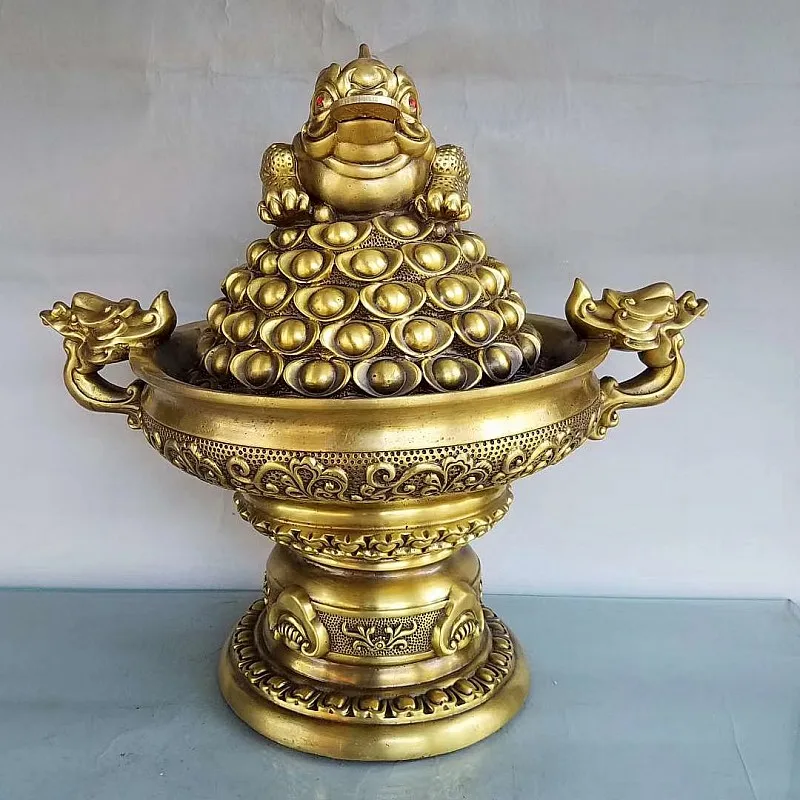 HOME shop efficacious Talisman Bring in wealth Recruit money GOOD LUCK JIN CHAN treasure bowl JU bao pen FENG SHUI Brass statue