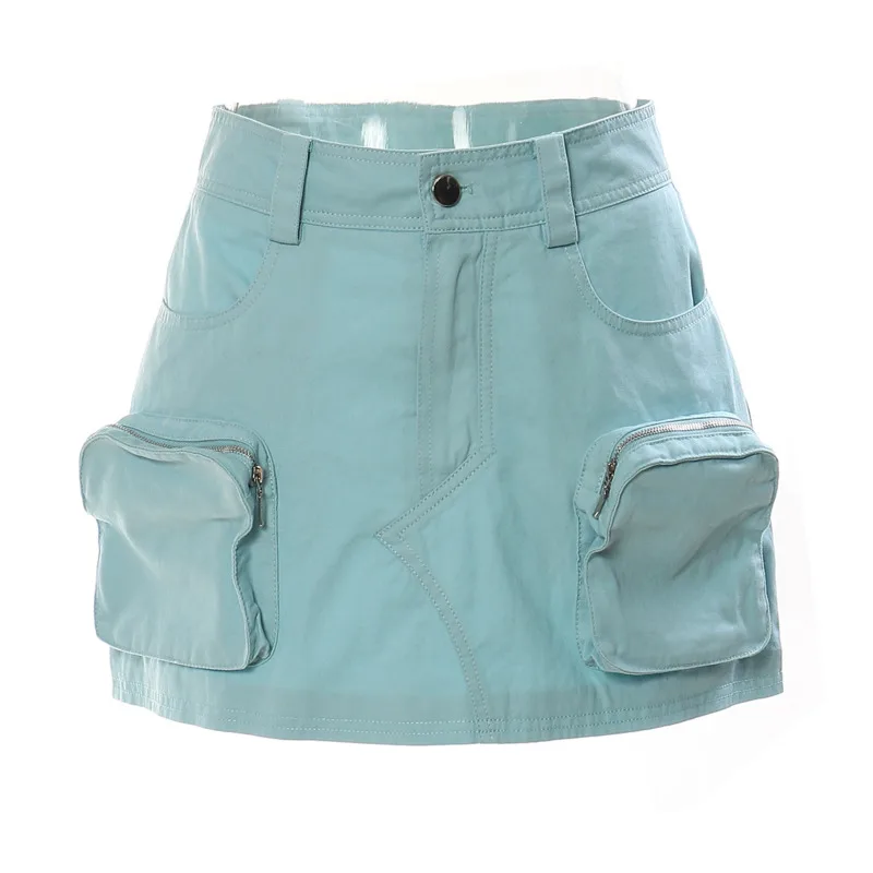 HKSH Women Chic Short Skirt 3D Pockets A-line Motorcycle Style Streetwear Retro Safari Style Tide Skirts New Summer 2026 HK19475