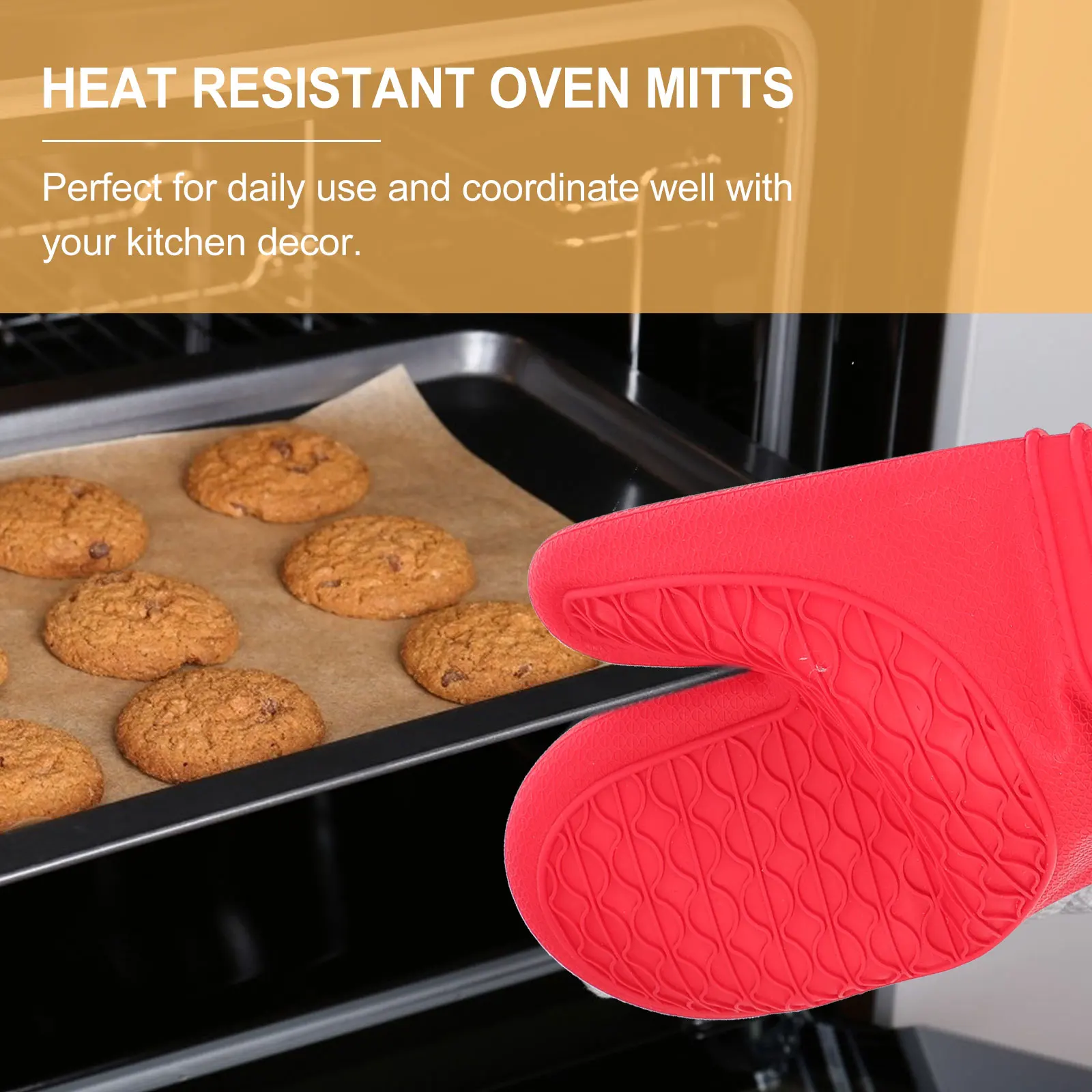 

1Pcs Heat Resistant Oven Mitts Anti Scalding Cooking Gloves Hanging Hole for Baking Kitchen Microwave Gloves Oven Mittens
