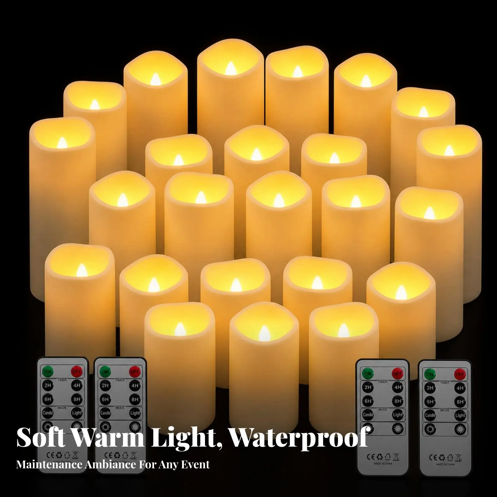 Waterproof Electronic Can Flameless LED Candle with Remote Control for Outdoor Patio Party Decor