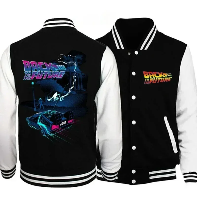 Movies Back To The Future Jacket Coat Sweatshirts Trend Women Men Hoodie Baseball Uniform Couple Print Cardigan Clothes Tops