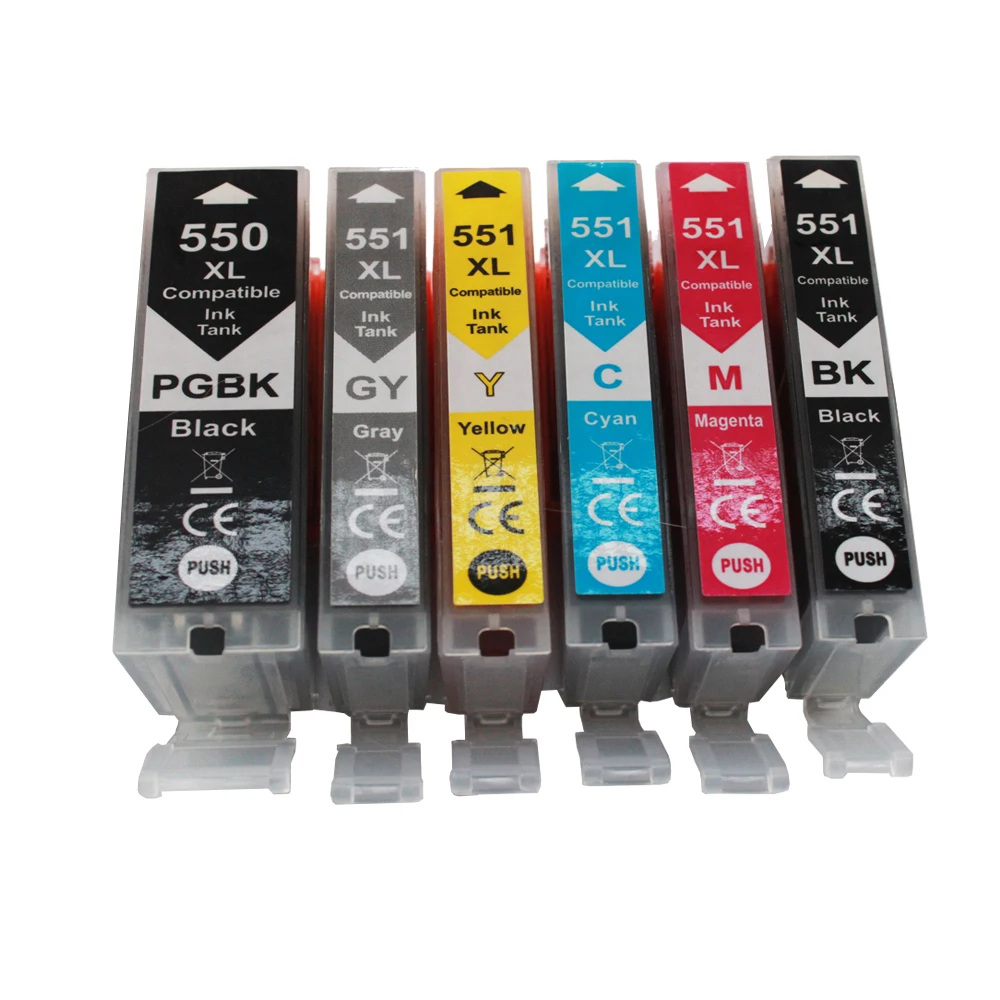 6 Compatible Canon PGI 550 CLI 551 Ink Cartridge for PIXMA IP7250 IP8750 Printer + Gray