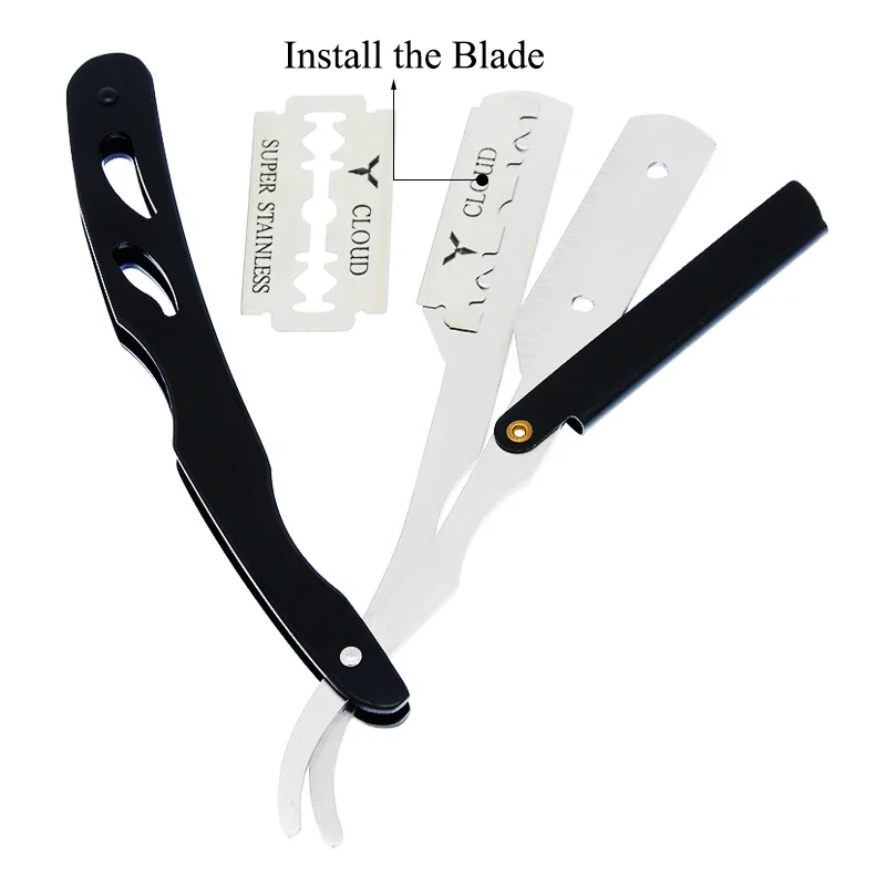 Stainless Steel Straight Razor Folding Shaver Knife Barber Safety Razors Eyebrow Beard Men Shave Shaving Razor with Blade C0008A