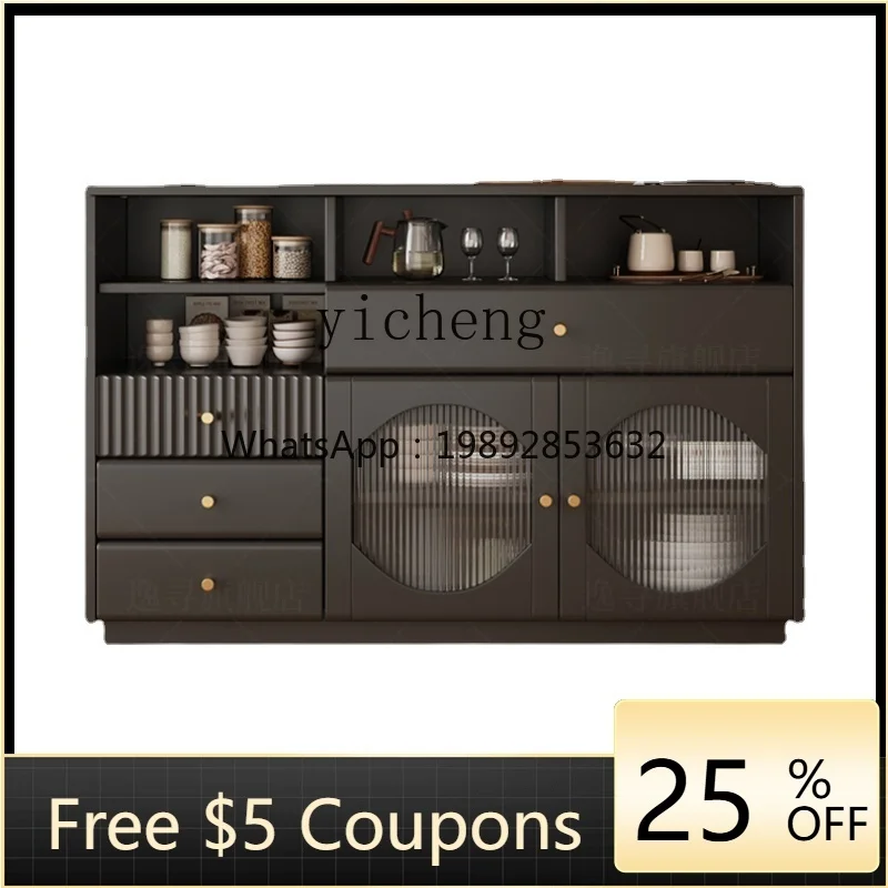 

ZXl Dining Edge Modern Simple Storage Solid Wood Storage Cabinet Kitchen Light Luxury Tea Cabinet