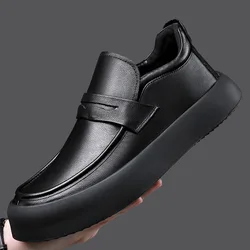 2023Genuine Shoes Men Winter Plus Velvet Comfy Male Footwear Moccasin Fashion Shoes Men Slip-on Men's Flats Men Casual Shoes