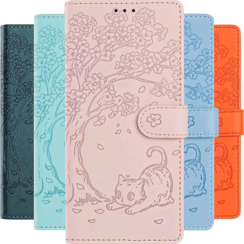 

Pop Lovely Cat Tree Case For Samsung Galaxy S5 S7 S6 Edge S20 FE S10E S10 S9 S8 Note 8 9 20 Ultra 10 Plus Pro Cash Wallet Fundas