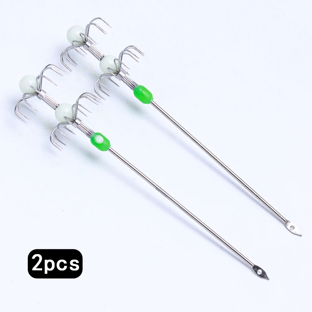 2 Stück/Set Tintenfischhaken mit langem Griff und doppelter Schicht, Blumenhaken, rechtwinkliger Haken, Tintenfisch-Jighaken, Meeresangelhaken – Detail 8