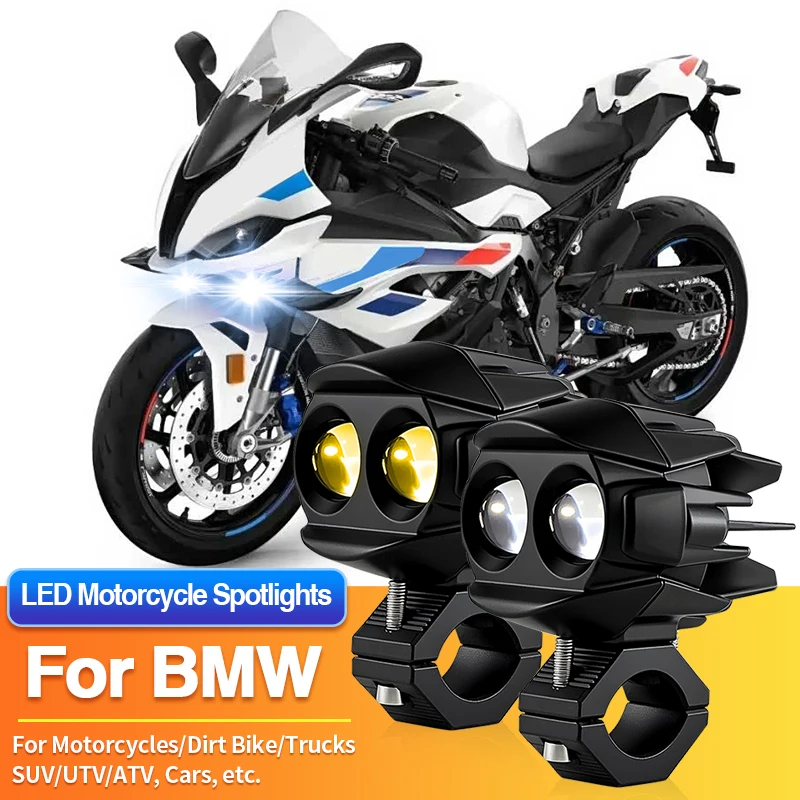 

Комплект светодиодных фар для мотоциклов, двухцветный прожектор, 12В, для грузовиков, автомобилей, внедорожников, квадроциклов, для BMW S1000RR/S1000XR/K1600/R1200G/R1200GS/F800GS