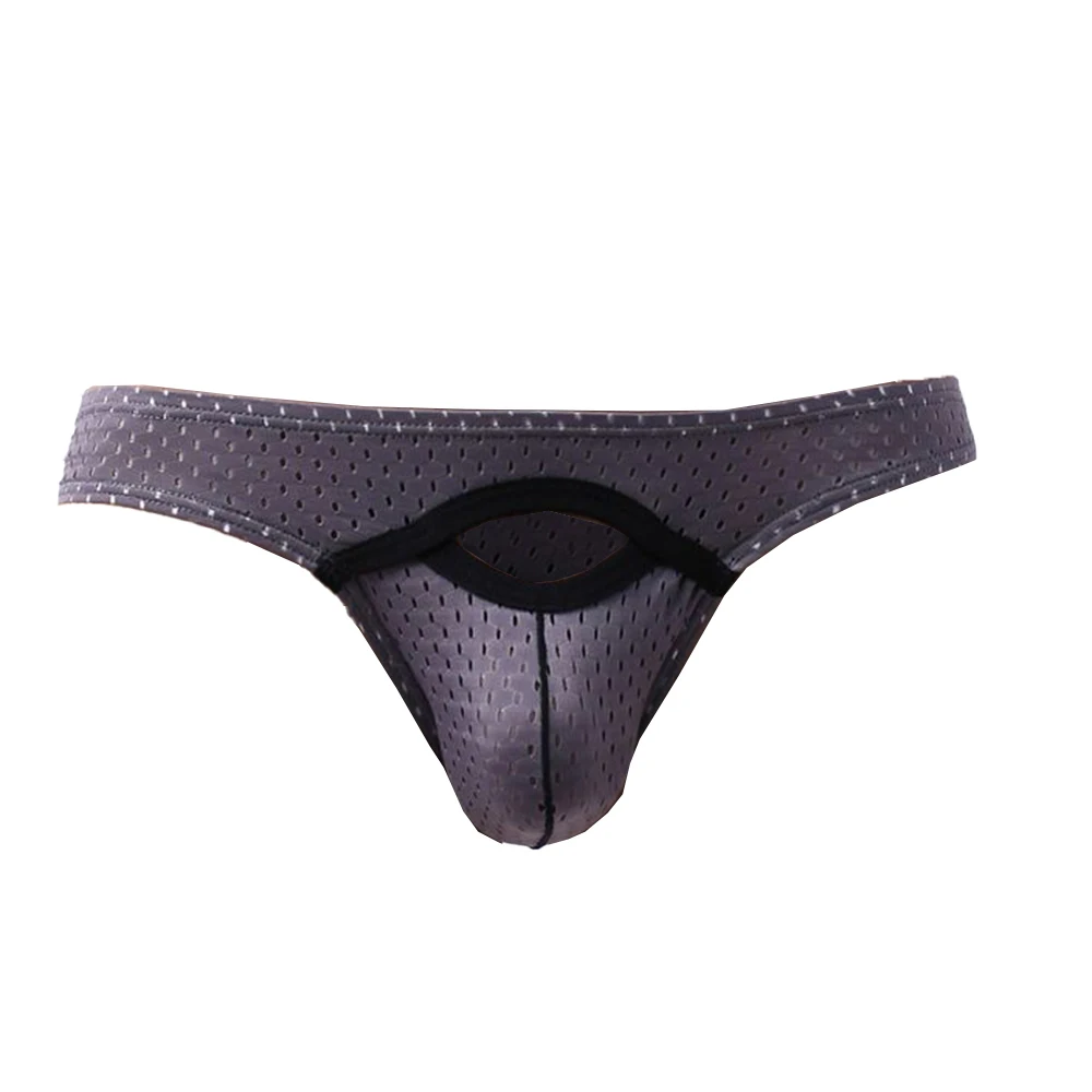 Gays Ice Silk Mesh Breathable Brief for Men Bulge Pouch Underpants Penis Front Hole Panties Man High Elastic Quick Dry Underwear