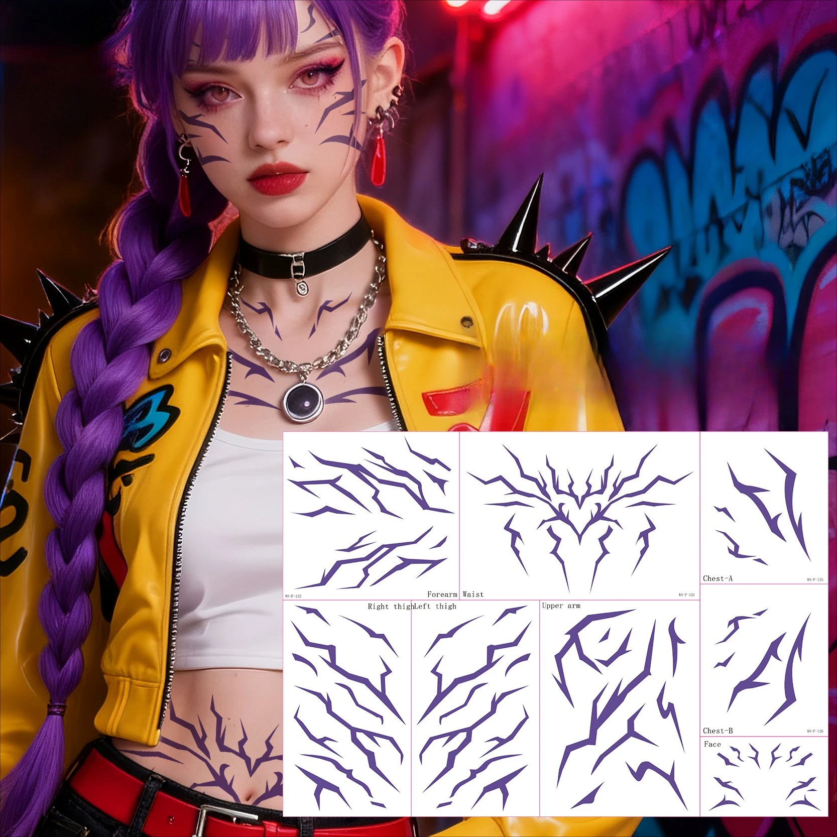 8 قطعة/المجموعة Kpop شيطان هنتر ملصق الوجه والجسم الوشم ملصق لهدايا حفلة الهالوين
