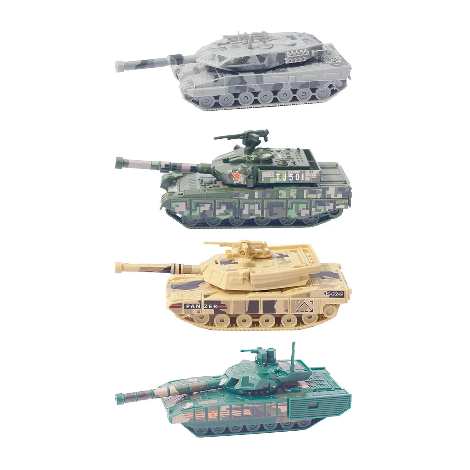 4x 1/100 Assembly Tank Model 99A1 2A6 4D Modern Tank Model for Boy Girls