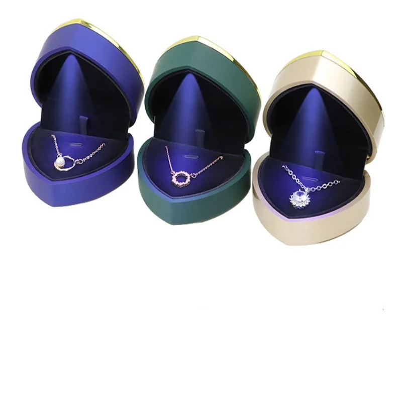 Heart-Shaped Wedding Ring Box With Led Light Gift Jewelry Display Packaging Boxes For Wedding Anniversary Engagement