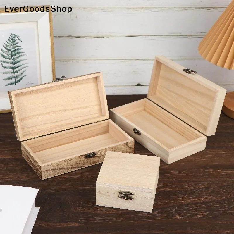 Caja de almacenamiento de madera de estilo rústico vintage, con tapa con bisagras, organizador de recuerdos para adornos, decoración del hogar, manualidades, arte y hobbies, 1/3 unidades