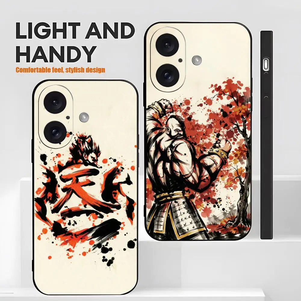 

Hot Game Street Fighter Phone Case For iPhone 17 16 15 14 13 12 X XR XS 8 Plus Mini Pro Max Soft black Shockproof Cover