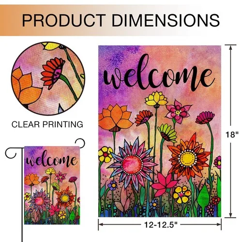 Spring Summer Watercolor Garden Flag, Double Sided Sunflower Decor, 12x18 HHJ LLG
