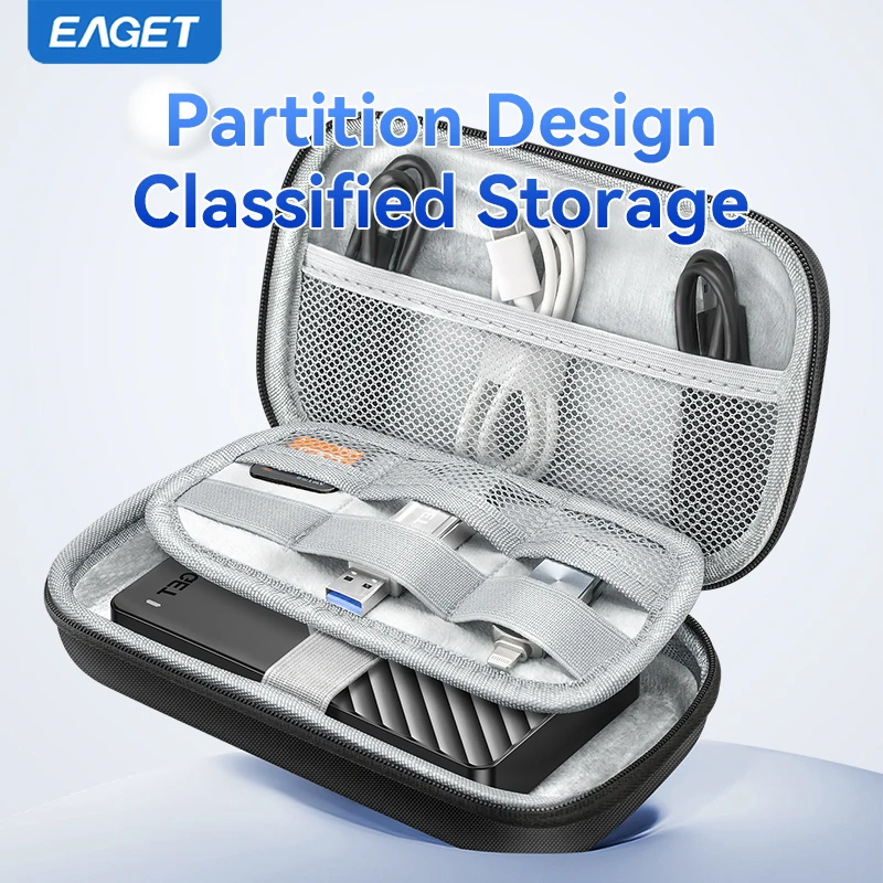 Eaget 2.5 Inch HDD Box Bag Case Portable Hard Drive Bag for External Portable HDD Box Case Storage Protection Black