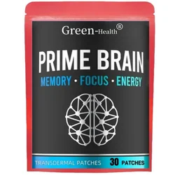 30 Patches Prime Brain Transdermal Patches Ginkgo Biloba, Lion's Mane Mushroom, Vitamin B12 for Memory, Focus Support