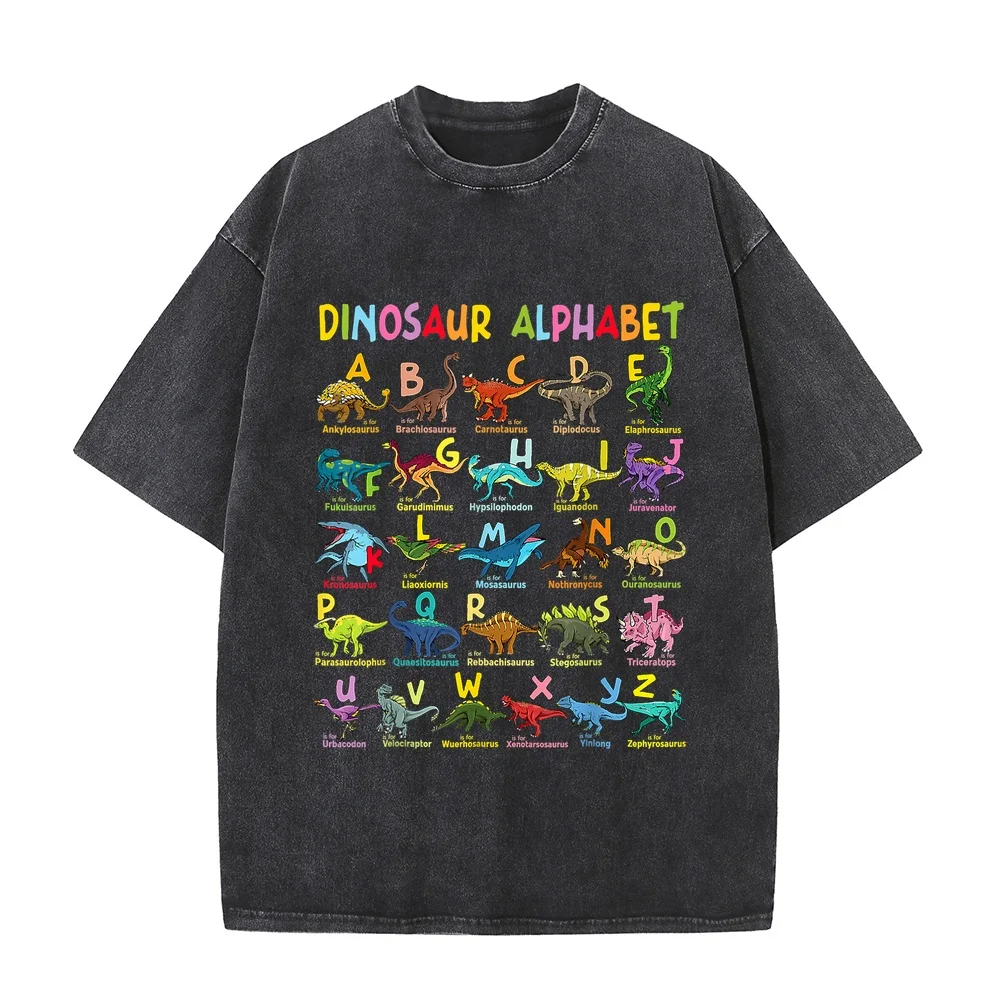 Types of Dinosaurs Alphabet A-Z ABC Dino Identification T-Shirt 한국인후기많은옷 Anime Shirt Casual Full Size Cat Lover Short Sleeve