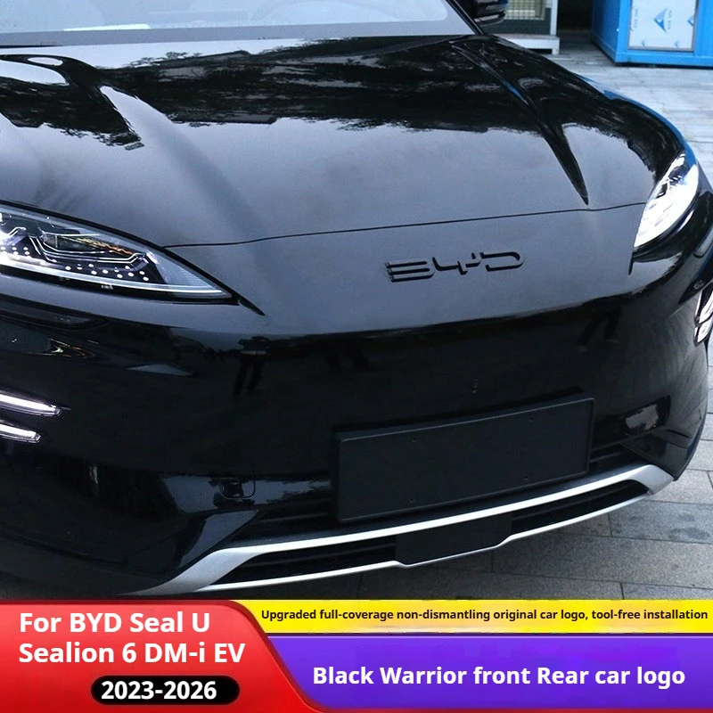 Image of Schwarzer Auto-Frontemblem-Aufkleber, Schwarzes Heckemblem, Schwarzes Warrior-Automodifikationslogo, Passend für BYD Seal U Hiace 6 DM-i EV Song