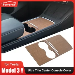 Copertura della Console centrale Ultra sottile a grana di legno per Tesla Model 3 Y ABS pannello di controllo centrale protezione decorativa accessori per auto