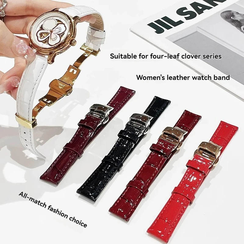 النساء فراشة مشبك جلد طبيعي حزام ساعة اليد ل Fiyta LA8262 LA8562 أي ماركة حزام موضة الأدمة حزام الساعات سوار