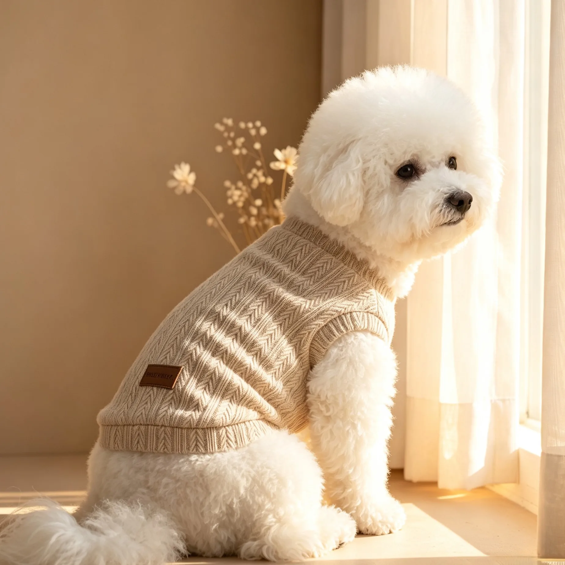 Dog knitted vest, herringbone pit stripe pet base coat, elastic sleeveless dog inner layer, slim fit pet top