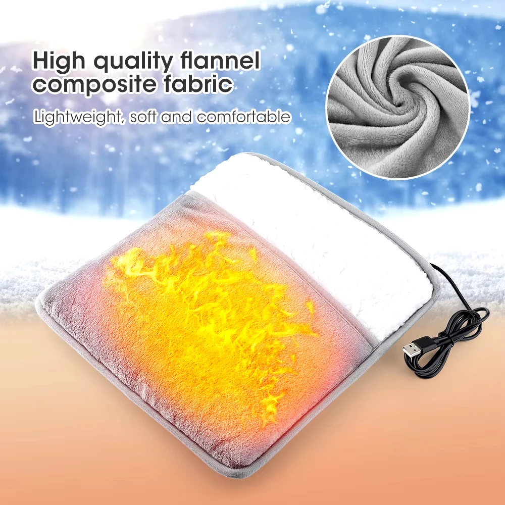 Winter Flannel Electric Foot Heating Pad USB Charging Soft Plush Washable Household Office Foot Warmer Heater Improve Sleeping