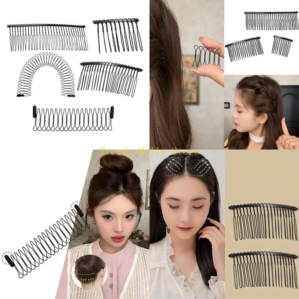

N5KB 5Pack Invisible Hair Pin Magics Grip Hair Pin Hair Finishing Fixer Comb Women Fashion Hairdressing Roller Curves Clip