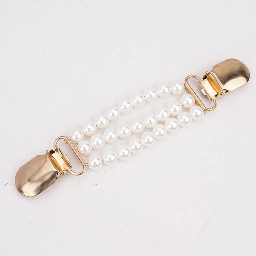 Removable Fabric Tightener Vintage Sweater Clips for Women Retro Faux Pearl Cardigan Brooches Elegant Floral Shawl for Dresses