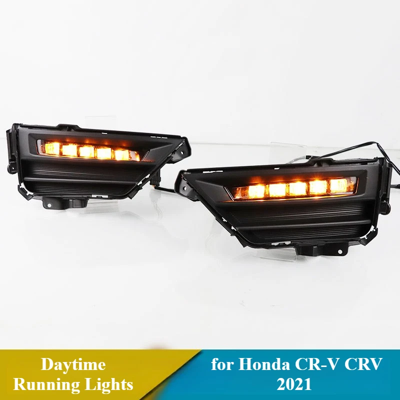 لهوندا CR-V CRV 2021 2 قطعة Led أضواء النهار الجري DRL Dymanic بدوره إشارة القيادة الجبهة الضباب مصباح 12 فولت أضواء النهار ليلة الأزرق #4