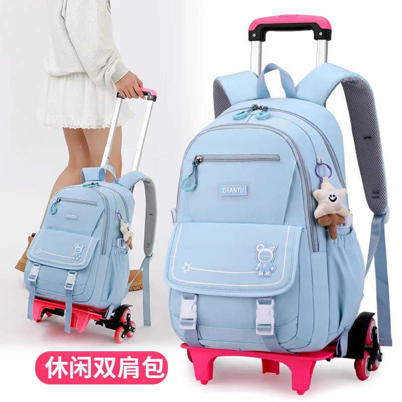 

Kids School Backpack with Wheels Rolling Backpack for Girls Student Wheeled Backpack Trolley School Bag Travel Trolley Luggage