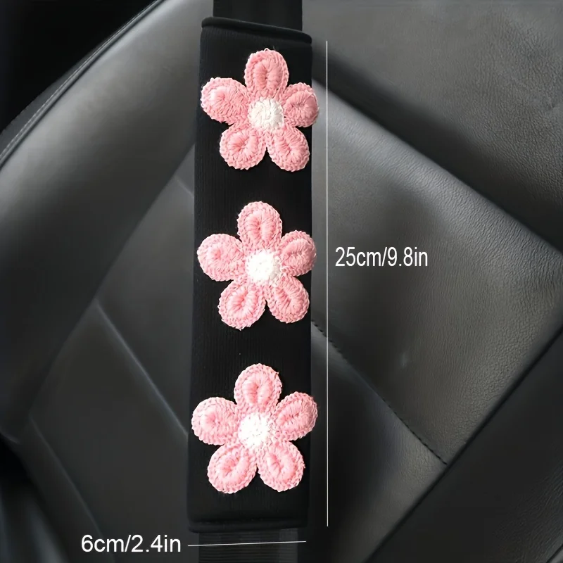 Car seat belt shoulder protector, white float with soft anti pinch protective cover, ladies' goddess car interior decoration