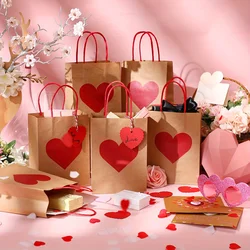 10pcs, Gift Bag Set, Including 10 Candy Gift Bags, With 10 Red Love Label Cards And Hemp Rope, Ideal For Party And Party Gifts