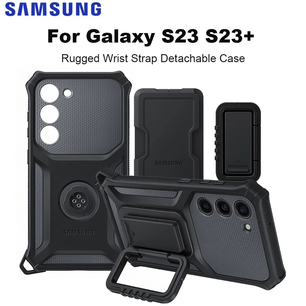 Original for Samsung Galaxy S23 S23Plus Rugged Gadget Case with Card Slot Wrist Stand Detachable Cover