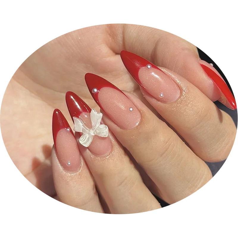 Medium-length Acrylic Fake Nails Art Cool Hottie Girl Wear False Nails Europe and USA Press on Nail Removable French Nail