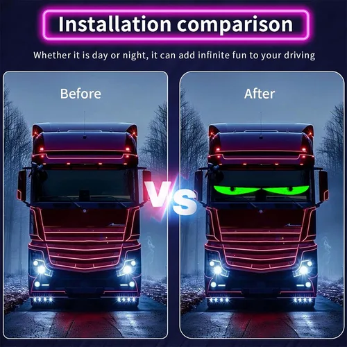 Imagen 2 del producto Tiras de luz LED Devil Eyes de alto brillo para coches/camiones/SUV Ojos LED programables USB para parabrisas de coche con Control por aplicación