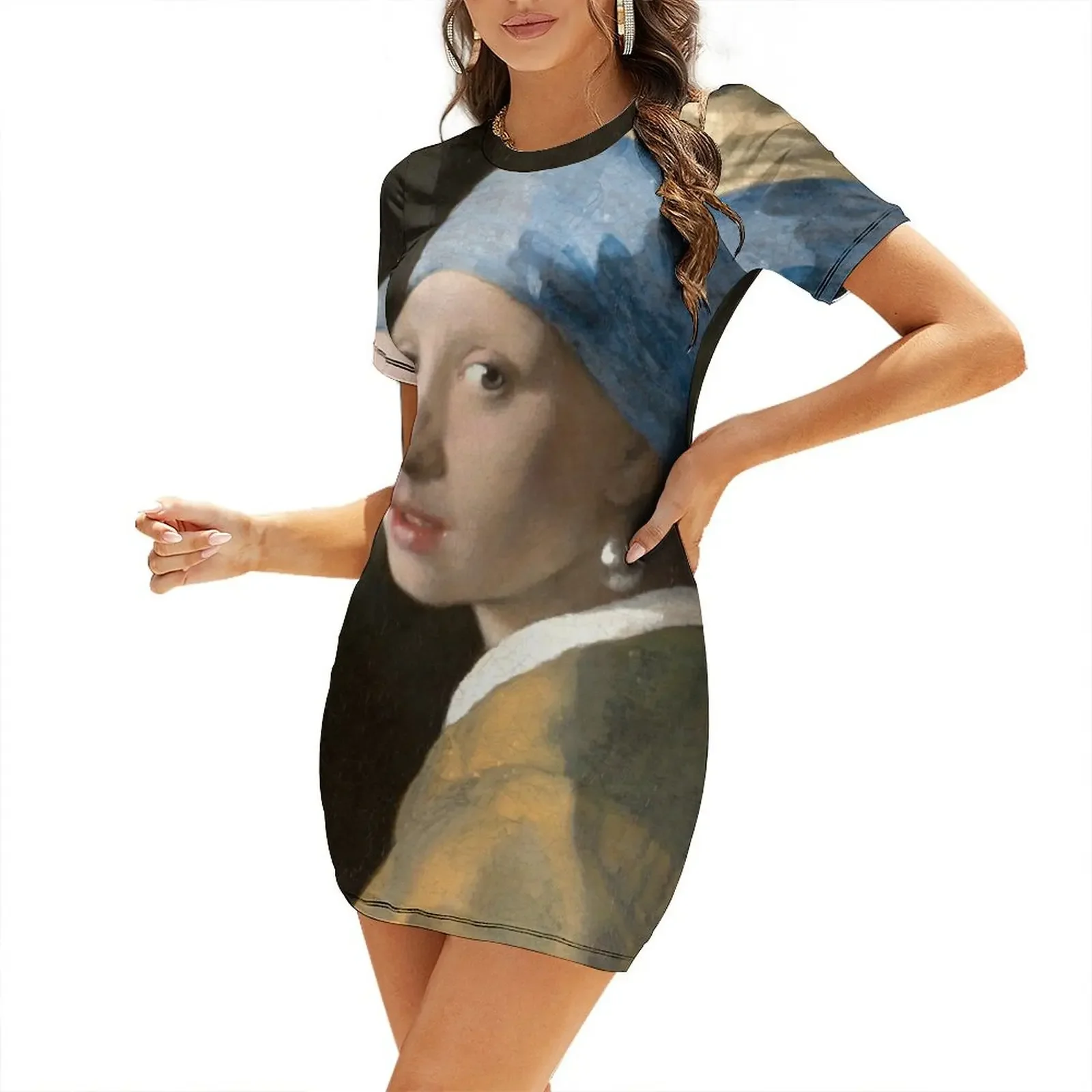 

Girl with a Pearl Earring by Johannes Vermeer Short-Sleeved Dress evening dresses luxury 2025 womens clothing Dress