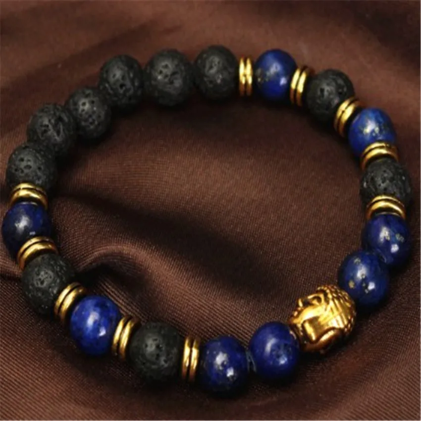 8mm Lapis lazuli Lava Bracelet Gift Ethnic Artisan Party Eco-Friendly Karma Wrap Classic Trendy Stackable Prayer