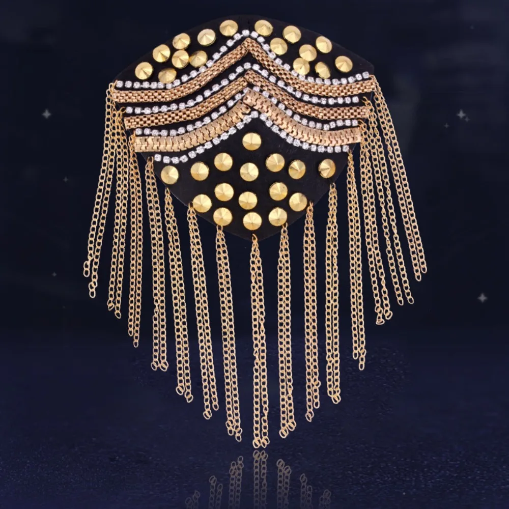 Jewelry Epaulets Shoulder Board Brooch Punk Fringe Shoulder Mark Rhinestone Breastpin Shoulder Flash Unisex