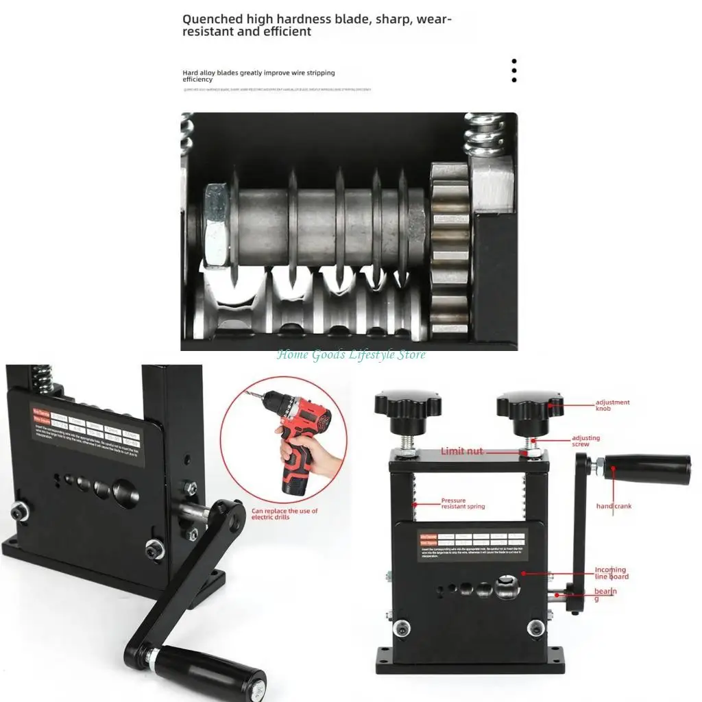 E74E Double Mode Cable Stripper Combining Hand Operated Crank and Electric Power Connection for Precise Wire Processing