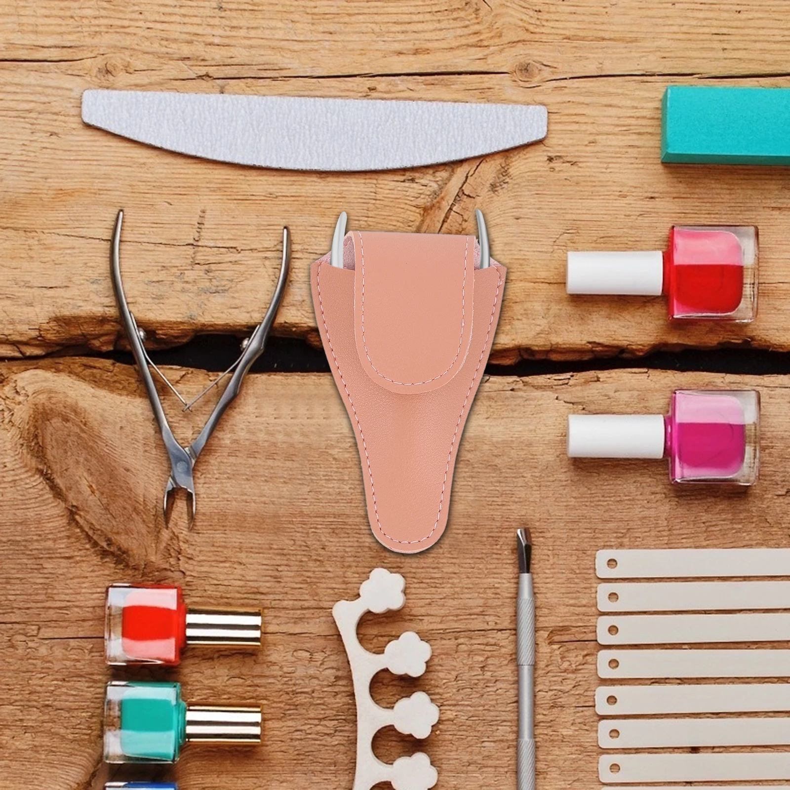 

5pcs Nail Scissors Protective Case Clippers Pu Grooming Bag Professional Compact Durable Easy Take Out Clean