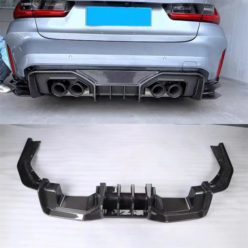 

For Bmw M3 M4 G80 G82 2021+Real Dry Carbon Fiber Car Rear Bumper Lip Diffuser Splitters Spoiler Back Car Accessories Body Kit