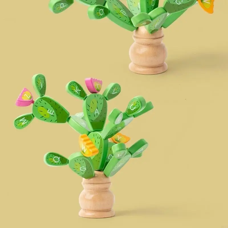 F62D Blocos empilhamento cactos, presentes para crianças 3-6 blocos balanceamento cactos brinquedo