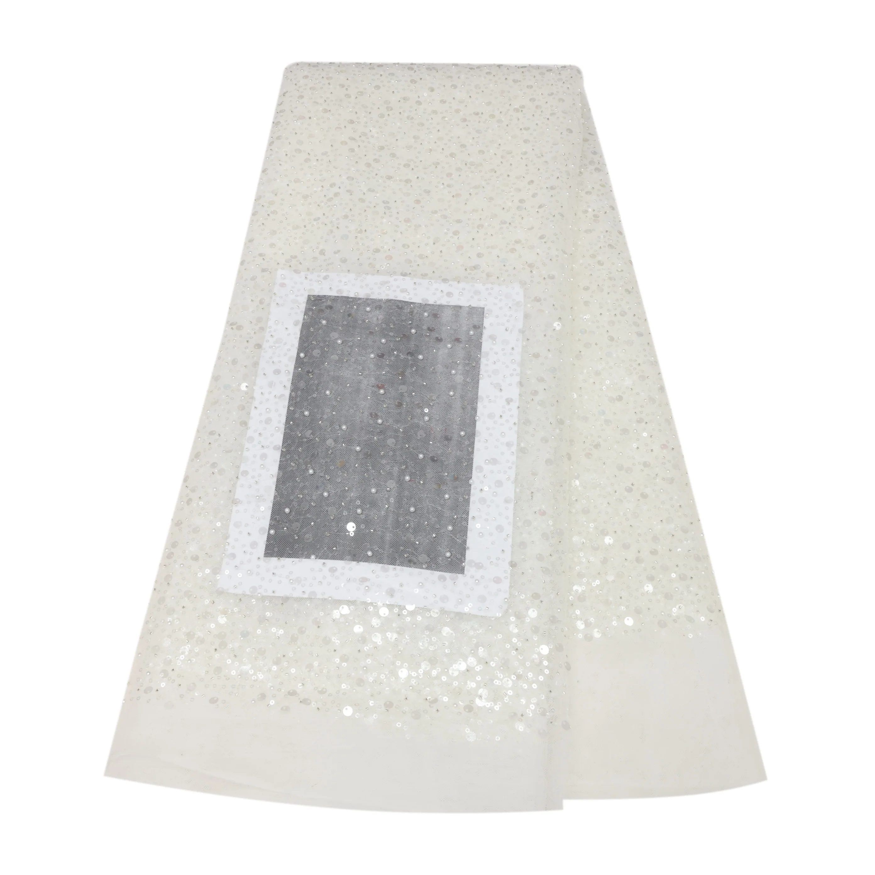 French Elegant Beaded Lace Fabric With Sequined Hot Sale African Lace Material Nigerian Tulle Mesh Lace Fabrics Wedding Dress