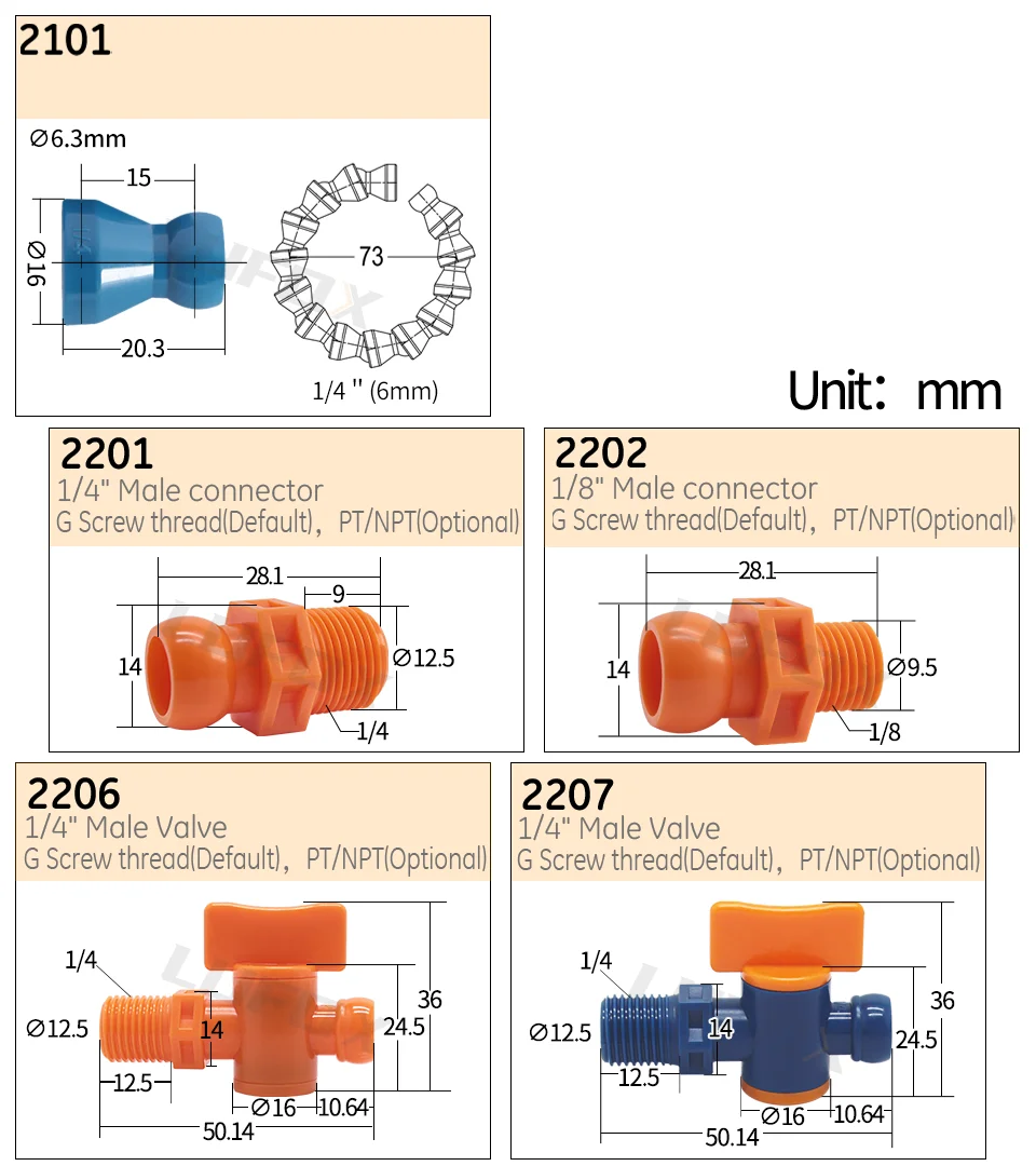 Gute Qualität G1/4 "Einstellbare Kühlmittel Schlauch POM Kunststoff Kühlrohr Runde Flache Poröse Flache Düse mit Schalter Ventil PT NPT1/8 – Detail 1