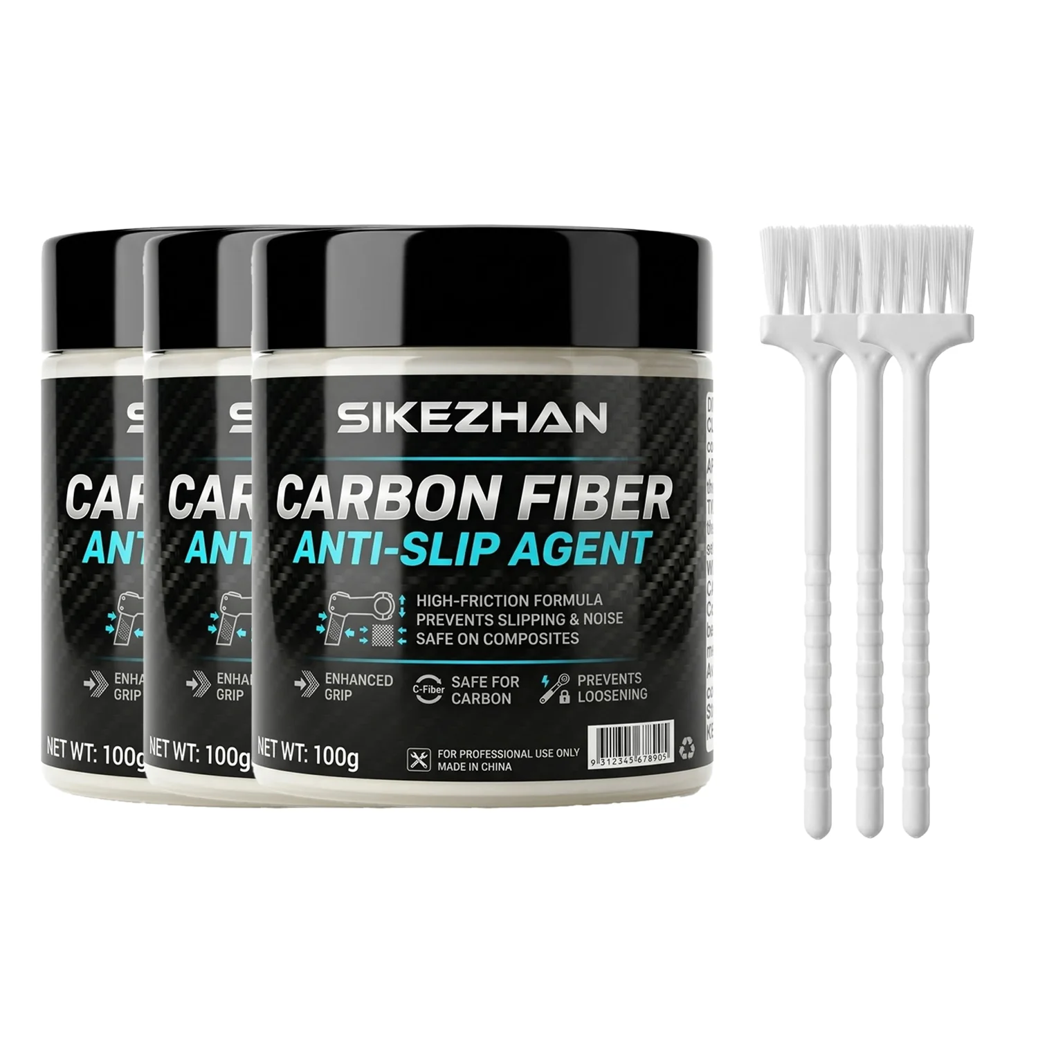 SIKEZHAN 100g Carbon-Montagepaste mit Pinsel, Fahrrad-Reibungsmittel für Sattelstütze & Lenker, Verhindert Rutschen, Geräusche & Verstauung