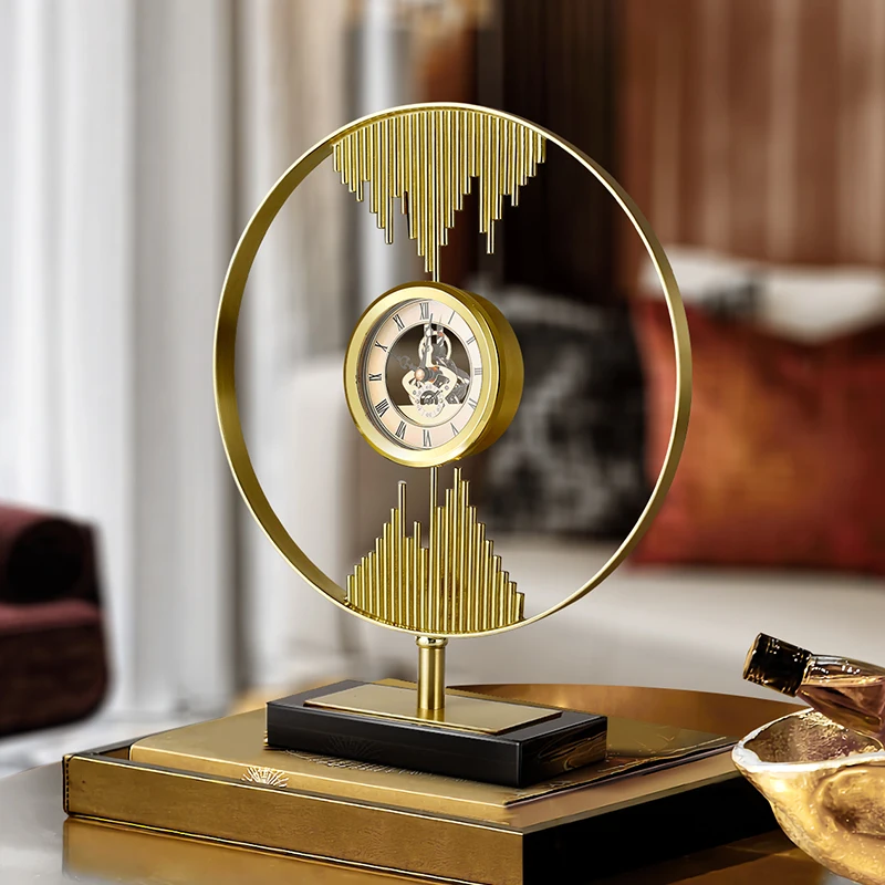 Nordic Living Room Desk Clock Mute Metal Watch Nightstand Alarm Clock Desktop Gadgets Office Desktop Clock Room Decorations