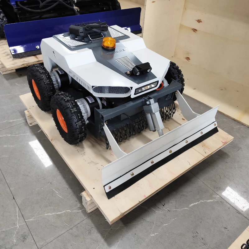 مصنع مخصص عالي الكفاءة للتحكم عن بعد في السكك الحديدية إزالة الثلوج وقص العشب بعجلات 2 في 1 روبوت قص العشب لـ S